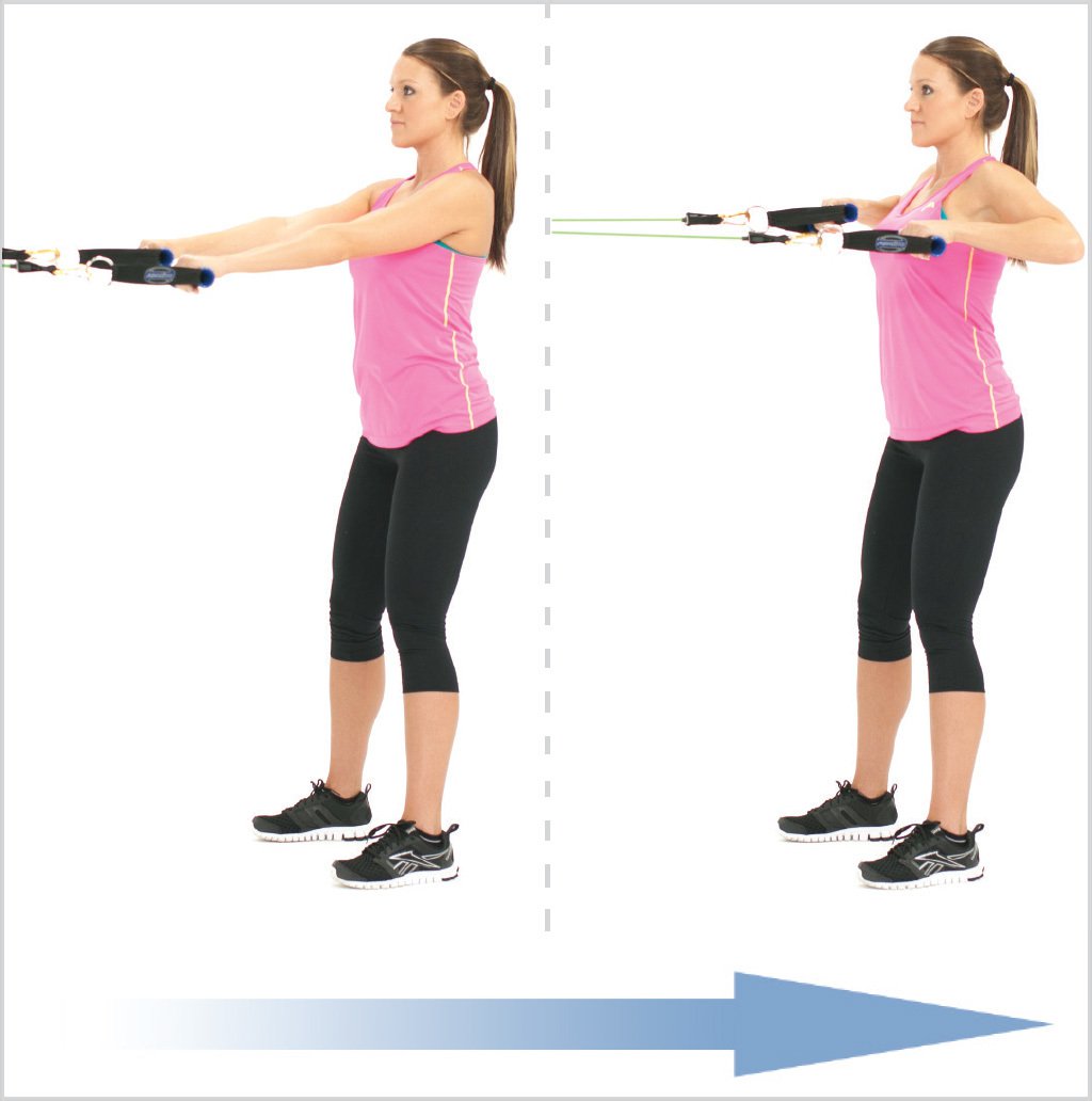 A woman doing resistance row exercise with the resistance band